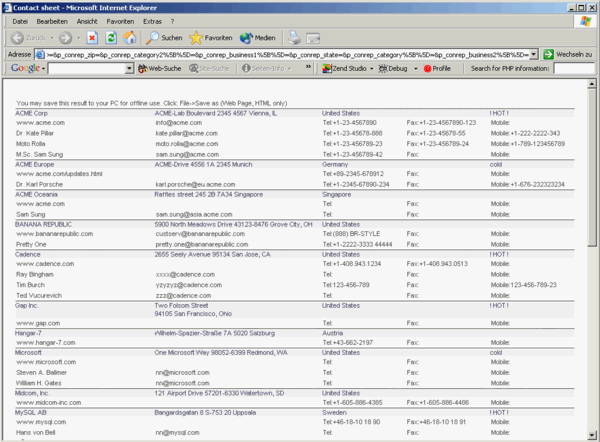 web based contact manager